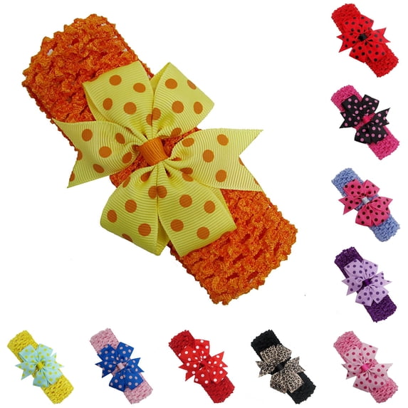 Ticikt Baby Crochet Headbands, Colorful Tulle Bow Elastic Hair Bands Cute Girls Floral Hair Accessories
