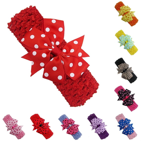 Ticikt Baby Crochet Headbands, Colorful Tulle Bow Elastic Hair Bands Cute Girls Floral Hair Accessories
