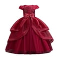 thumbnail image 1 of Ticikt Baby Elegant Flower Girls Dresses with Bow Special Occasion Wedding Birthday Party Fancy Tiered Gown, 1 of 6