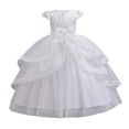 thumbnail image 1 of Ticikt Baby Elegant Flower Girls Dresses with Bow Special Occasion Wedding Birthday Party Fancy Tiered Gown, 1 of 6