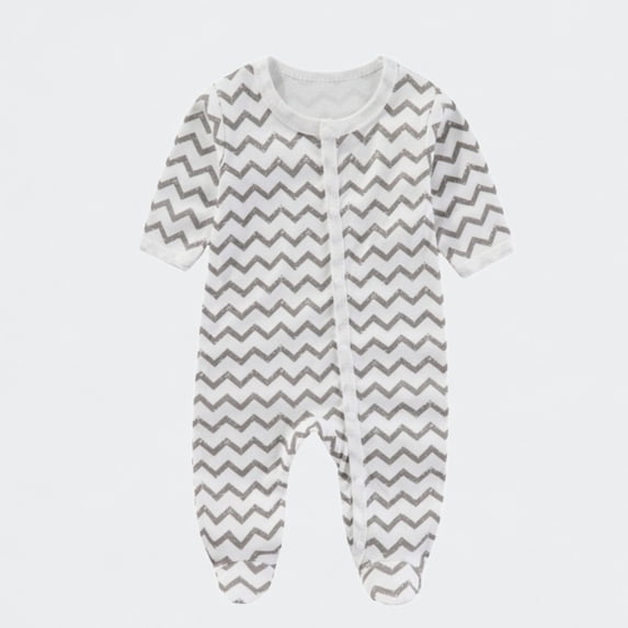 Ticikt Baby Footed Pajamas, 0-9 Months, Print Cotton Onesies, Soft Sleep for Boys or Girls,Silver