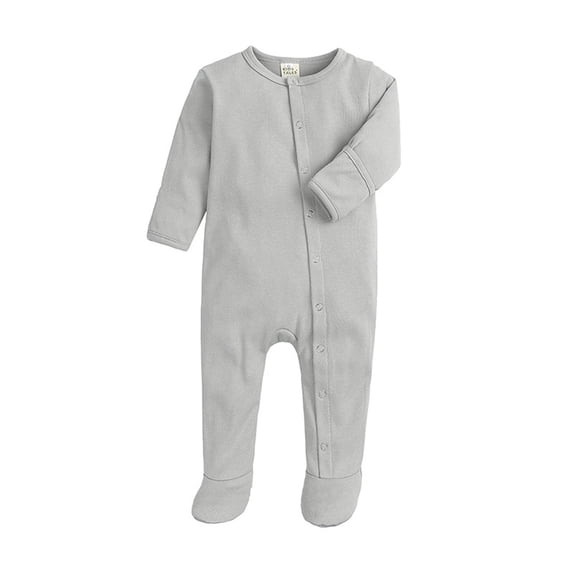 Ticikt Baby Footed Pajamas with Mitten Unisex Cotton Snap-up Romper Jumpsuit Sleep and Play 0-12 Months Footies,Color:Grey,Size:3-6 Months