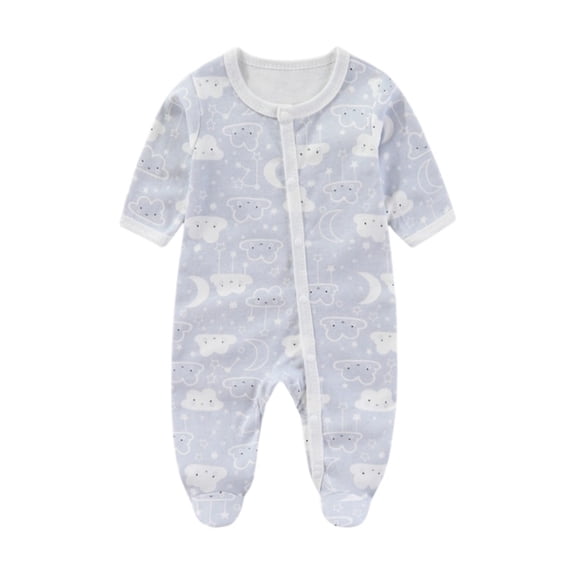Ticikt Baby Footed Pajamas with Mitten Unisex Cotton Snap-up Romper Jumpsuit Sleep and Play 0-9 Months Footies,Color:Light Blue,Size:3-6 Months