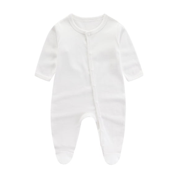 Ticikt Baby Footed Pajamas with Mitten Unisex Cotton Snap-up Romper Jumpsuit Sleep and Play 0-9 Months Footies,Color:White,Size:6-9 Months