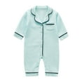 thumbnail image 1 of Ticikt Baby Girl Boy Pajamas Romper Button Up Pajamas Footie Pj's Jumpsuit Clothes 95% Cotton Soft Breathable for Sleepwear Playwear,Color:Light Blue, 1 of 7