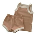thumbnail image 1 of Ticikt Baby Girl Clothes Toddler Girl Summer Outfits Sleeveless Tank Top Shirt Shorts Set Toddler Clothes for Girls,Color:Orange,Size:12-18 Months, 1 of 3