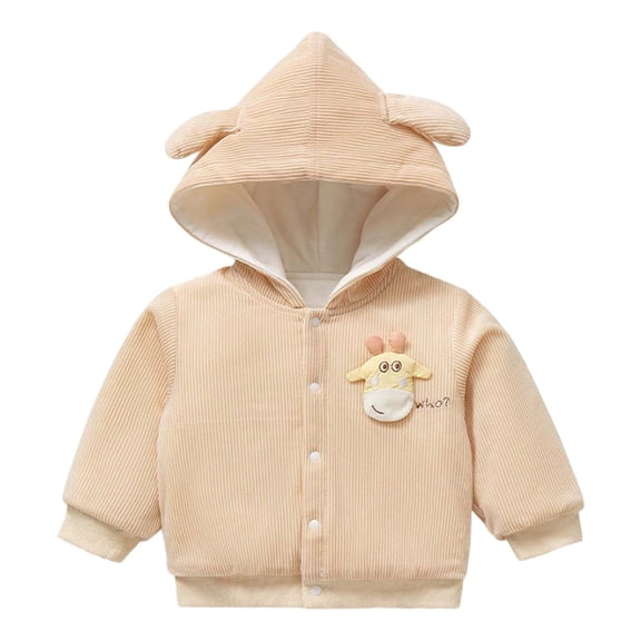 Ticikt Baby Girl Winter Warm Thin Padding Thermal Jacket, Toddler Coat Baby Girls Hooded Buttoned Long Sleeve Thick Warm Coat,Color:Khaki,6-12 Months