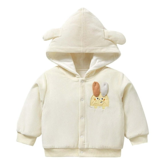 Ticikt Baby Girl Winter Warm Thin Padding Thermal Jacket, Toddler Coat Baby Girls Hooded Buttoned Long Sleeve Thick Warm Coat,Color:White,6-12 Months