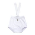 thumbnail image 1 of Ticikt Baby Girls Boys Suspender Striped Shorts Overalls Solid Ribbed Knitted Bloomers Summer Clothes,Color:White,Size:9-12 Months, 1 of 8