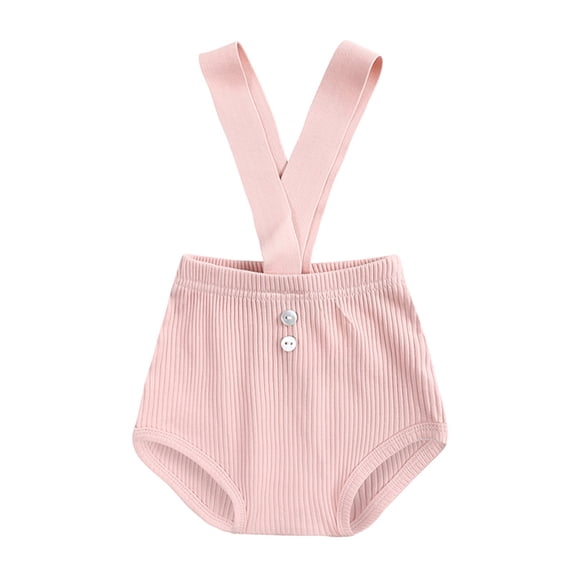 Ticikt Baby Girls Knit Suspender Shorts Toddler Summer Casual Outfit V Back Overalls Comfortable Home Wear 0-3 Years,Color:Pink,Size:2-3 Years