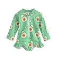 thumbnail image 1 of Ticikt Baby Girls One Piece Swimsuit Bathing Suit Long Sleeve Rash Guard Swimwear with UPF 50+ Sun Protection,Color:Mint Green,Size:6-12 Months, 1 of 8