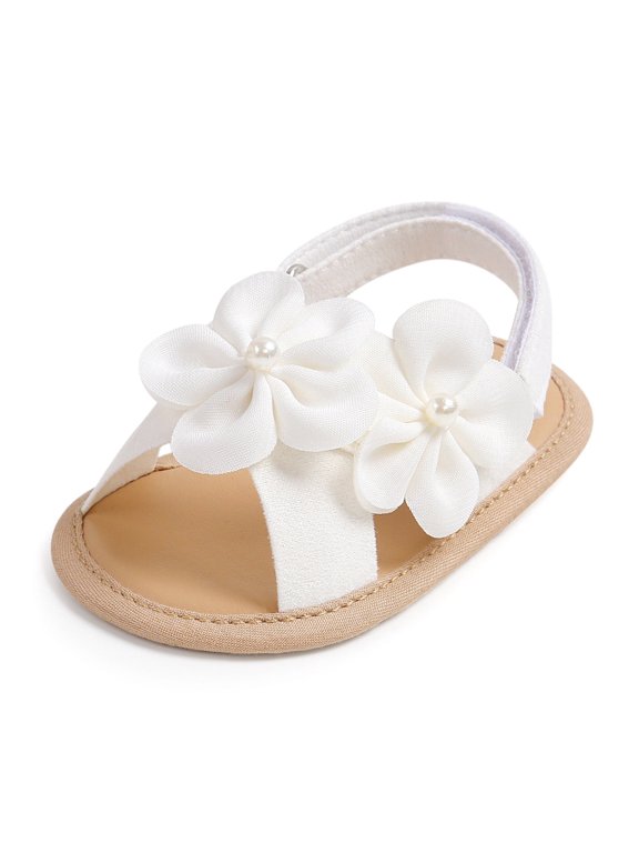 Baby Girls Sandals Summer Shoes Solid Bow Beach Shoes Outdoor First Walker Toddler Girls Shoes for Summer,Color:White,Size:6-12 Months