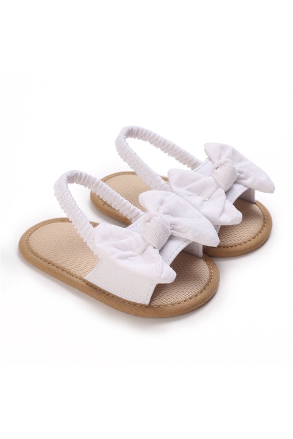 Baby Girls Sandals Summer Shoes Solid Bow Beach Shoes Outdoor First Walker Toddler Girls Shoes for Summer,Color:White,Size:9-12 Months