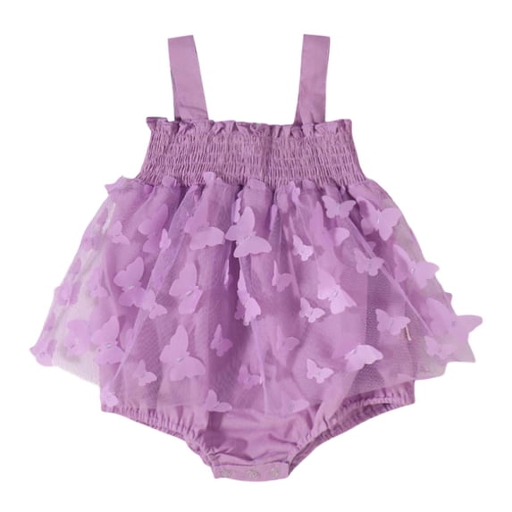 Ticikt Baby Girls Summer Bodysuits Sleeveless Romper Casual Outfit for 0-24 Months Soft Breathable Polyester for Daily Wear,Color:Purple