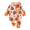 thumbnail image 1 of Ticikt Baby Halloween Romper Long Sleeve Full Zip Pumpkin Print One Piece Jumpsuit Holiday Outfit, 1 of 8