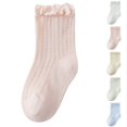 thumbnail image 1 of Ticikt Baby Mesh Socks, Summer Thin Cotton Socks with Ruffle Top for Infant,Pink, 1 of 4