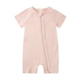 thumbnail image 1 of Ticikt Baby Romper Pajamas Zipper Short Sleeve Sleeper Jumpsuit 95% Cotton Soft Breathable with Zipper Guard for Easy Change,Color:Pink, 1 of 2