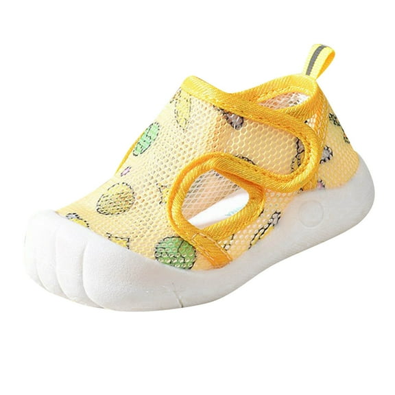 Ticikt Baby Sandals Non- Soft Sole Toddler Water Shoes Breathable Mesh Boys and Girls Toddler Sandals Lightweight Baby First Walking Shoes,Color:Yellow,3