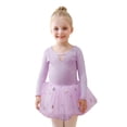 thumbnail image 1 of Ticikt Ballet Dress for Girls,Toddler Dance Leotard with Tutu Skirt Long Sleeve Ballerina Outfit with Flowy Layered for Recitals And Rehearsals Comfortable Stretch Leotard Fit,Color:Purple, 1 of 5