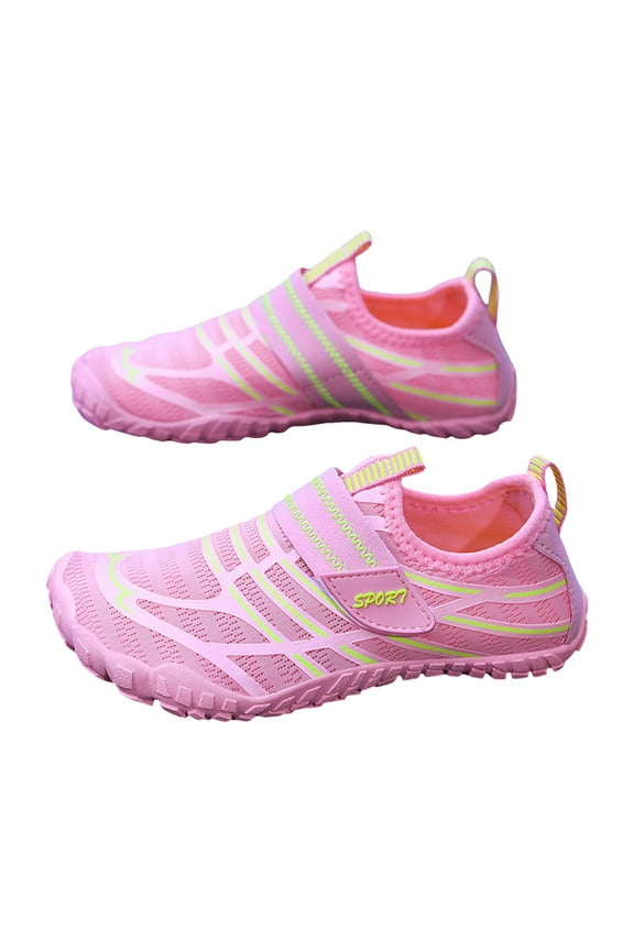 Barefoot Water Shoes for Kids - Wide Toe and Quick-drying Sand Shoes Toddler for Hiking Swim Beach Pool Accessories, Camping Must-Haves for Boys Girls,Color:Pink,Size:1.5