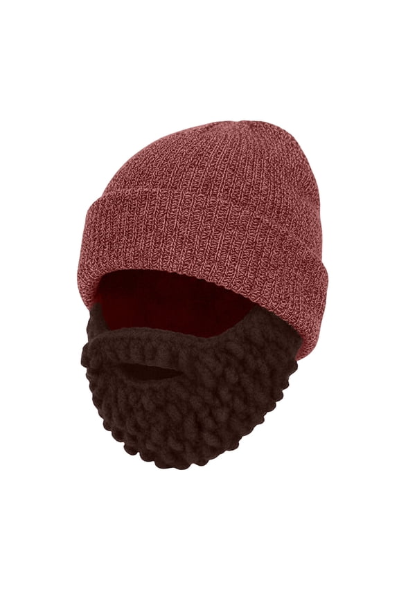 Ticikt Beard Beanie - Original Handmade Knit Hat and Removable Beard,Color:Red