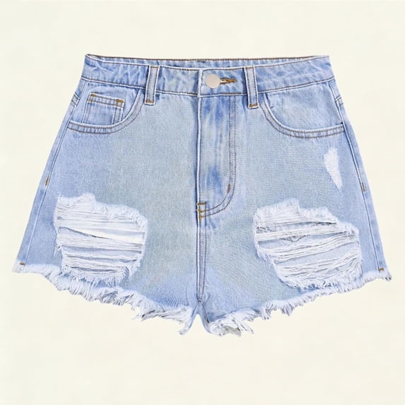 Ticikt Big Girl's Denim Shorts Summer Casual Loose Personality Thin Denim Shorts 13-16Y,Color:Blue