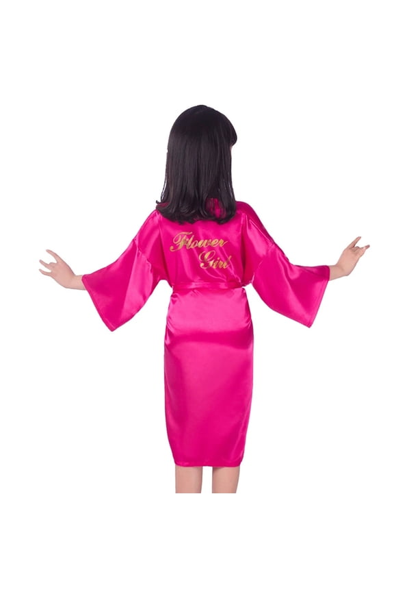 Birthday Squad Birthday Girl Princess Robe Spa Robes for Girls Party Satin Silk Kimono Robes Party Supplies,Color:Red,Size:2-3 Years