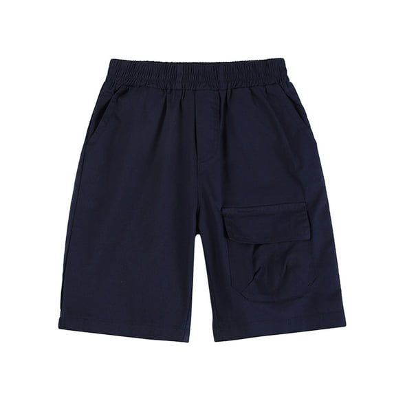 Ticikt Boy's Summer Khaki Shorts, Boys Shorts School Uniform Flat Front Twill Chino Shorts,Color:Blue,6-7 Years