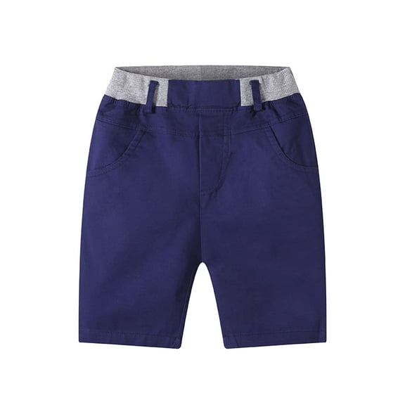 Ticikt Boy's Summer Khaki Shorts, Boys Shorts School Uniform Flat Front Twill Chino Shorts,Color:Blue,8-9 Years