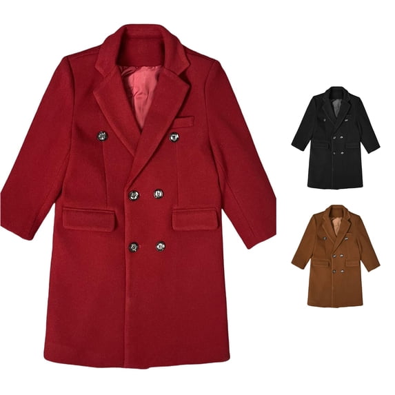 Ticikt Boys Dress Coats Double Trench Coat Winter Pea Coat with Pockets 3-16 Years