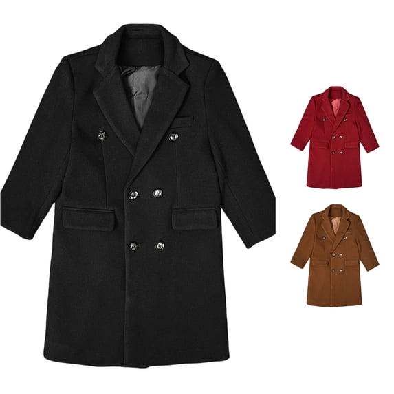 Ticikt Boys Dress Coats Double Trench Coat Winter Pea Coat with Pockets 3-16 Years