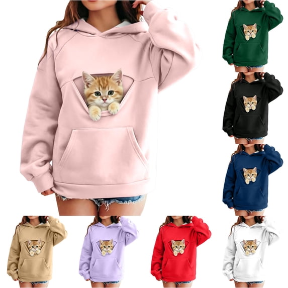 Ticikt Boys Girls Hoodies - Pet Holder Kitten Puppy Carriers Pullover Long Sleeve Sweatshirt,Pink