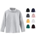 thumbnail image 1 of Ticikt Boys Girls Solid Turtleneck Long Sleeve Tee, Soft Cotton Warm Basic Layer Kids Shirts for Fall Winter Daily Inner Wear,Light Gray, 1 of 5