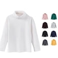thumbnail image 1 of Ticikt Boys Girls Solid Turtleneck Long Sleeve Tee, Soft Cotton Warm Basic Layer Kids Shirts for Fall Winter Daily Inner Wear,White, 1 of 4