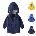 thumbnail image 1 of Ticikt Boys Hooded Cargo Jacket, Solid Color Windbreaker Coat for 2-13Y Kids,Navy, 1 of 4