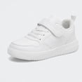 thumbnail image 1 of Ticikt Boys Leather Casual Sneakers, Hook & Loop Lightweight Non- Flat Platform Athletic Sports Shoes,White,Size:10-10.5 Years, 1 of 9
