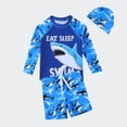 thumbnail image 1 of Ticikt Boys Rash Guard Swimsuit, Print Two Piece Long Sleeve Swim Shirt & Trunks Set for Summer Beach Pool,Color:Blue, 1 of 8