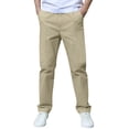 thumbnail image 1 of Ticikt Boys Straight Leg Casual Pants, Solid Color Soft Comfort Trousers for Big Kids Spring Autumn Daily Wear,Color:Khaki, 1 of 5