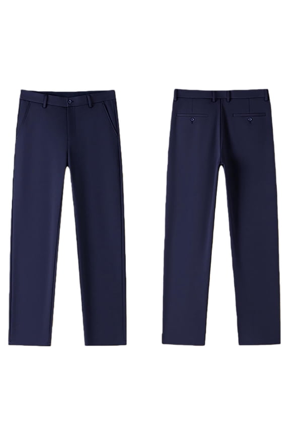Boys School Uniform Pants Flat Front Dress Pants Twill Pull on Adjustable Waist Pant,Color:Navy