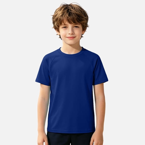 Ticikt Boys' Short Sleeve Rash Guard, UPF 50+ Sun Protection Swim Shirt for Kids,Dark Blue