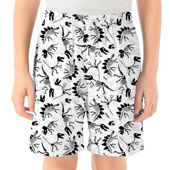 Ticikt Boys Shorts with Dinosaur Print Comfortable Casual Kids Athletic Playwear for Daily School Outdoor Activities Age 2-14,Color:White,9-10 Years