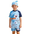 thumbnail image 1 of Ticikt Boys Swim Trunks Cute Panda Surfing Design Swimwear for Toddlers and Kids Two Piece Outfit with Rash Hat,Color:Blue,Size:3-4 Years, 1 of 9