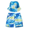 thumbnail image 1 of Ticikt Boys Swim Trunks Swimwear Bathing Suits Swim Shorts Hawaii Holiday Beach Floral Pants with Hat Set,Color:Blue,Size:7-8 Years, 1 of 3