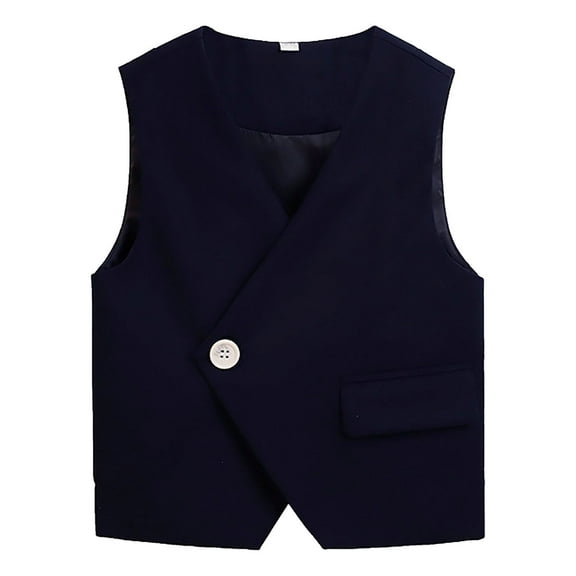 Ticikt Boys Vest Vintage Toddler Little Kids Retro Waistcoat Sleeveless Slim Fit Casual Vests Outfit Formal Wedding Waistcoat,Color:Navy,11-12 Years
