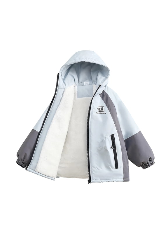 Ticikt Boys Winter Coat Ski Jacket Windproof Kids Warm Fleece Snow Coat Waterproof Outdoor Hooded Insulated Coat,Color:Blue,5-6 Years