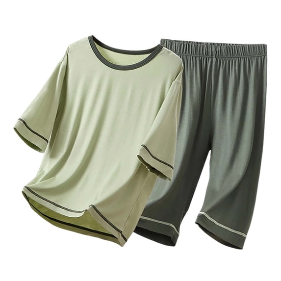 Ticikt Boys's Summer Pajamas Solid 3/4 Sleeve Sets Modal Pjs,Color:Green,Size:9-10 Years