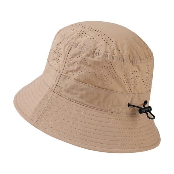 Ticikt Breathable Mesh Bucket Hat for Men Women Summer Outdoor Sun Casual Adjustable Unisex Fisherman Hat,Color:Khaki
