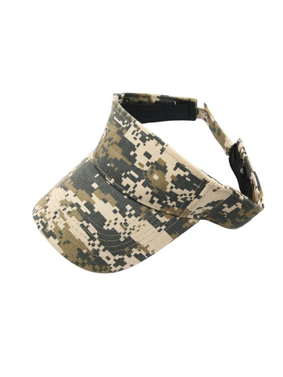 Ticikt Camouflage Print Sun Visor for Men Women, Adjustable Empty Top Sports Visor Hat, Breathable Outdoor UV Blocking Cap for Golf Running Hiking