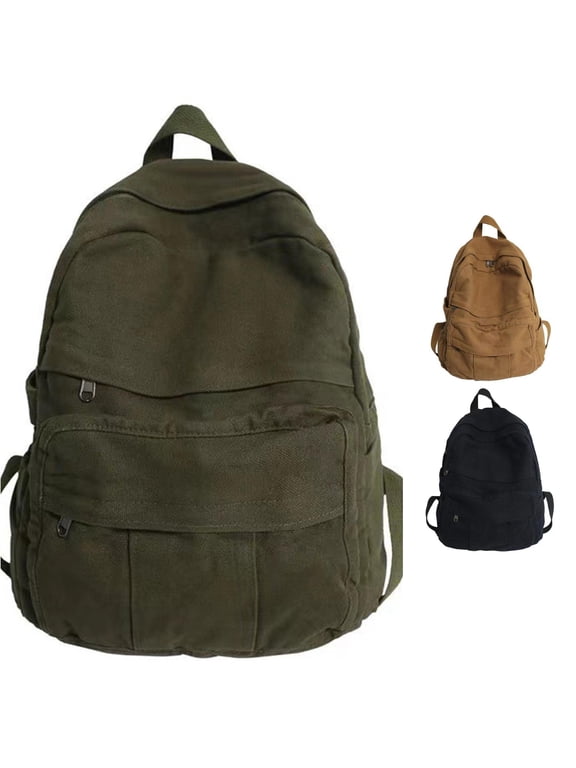 Ticikt Canvas Backpack for Women & Men, Retro Basic Backpack for High School/College Students Travel Laptop Bag