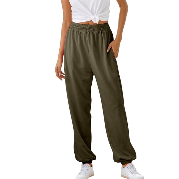 Ticikt Casual Pants Soft Joggers Elastic Waistband Comfortable Home Wear Versatile Athletic Sweatpants,Color:Green,L